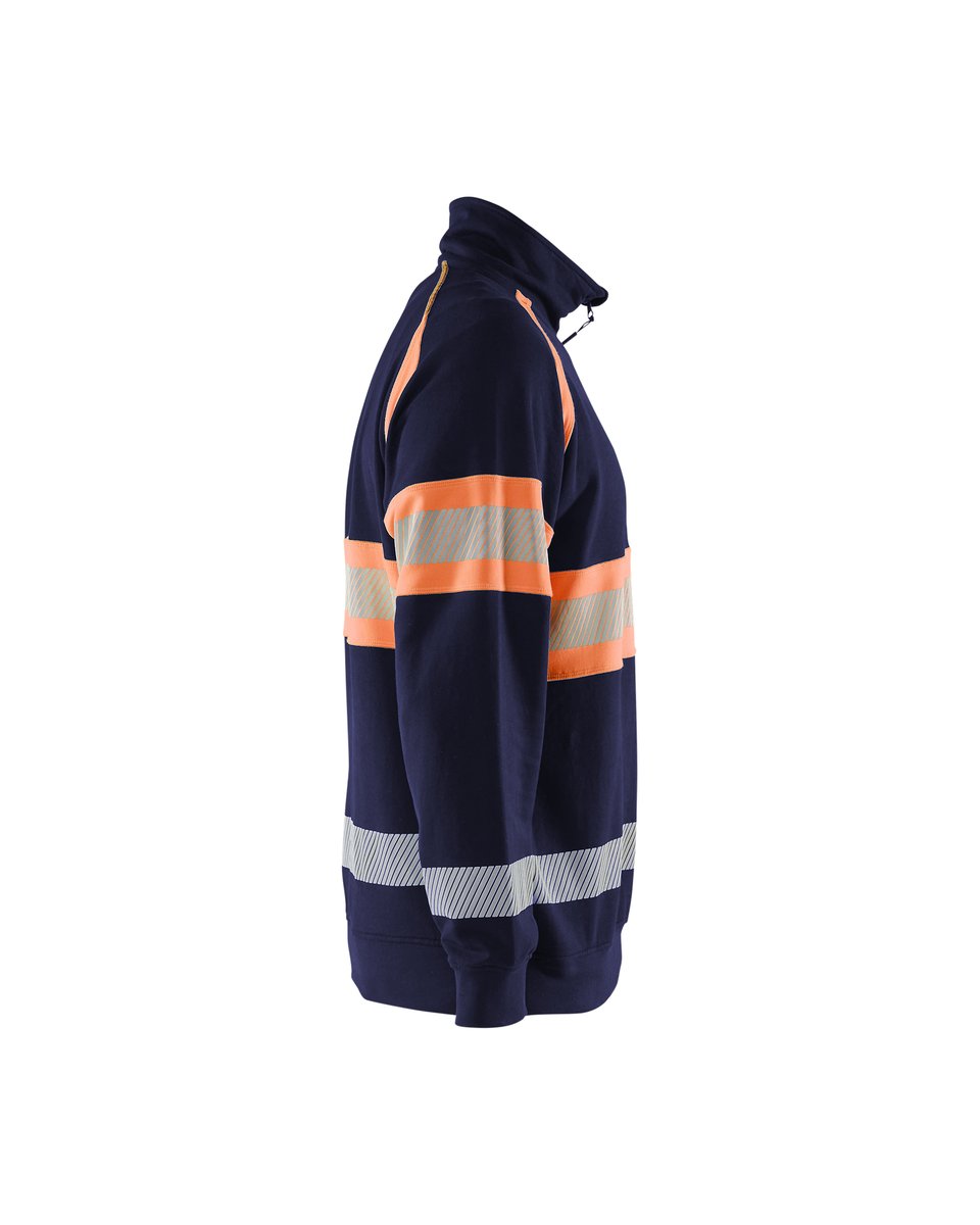 Blåkläder 3553 Sweatshirt met halve rits High Vis - Marineblauw/Oranje