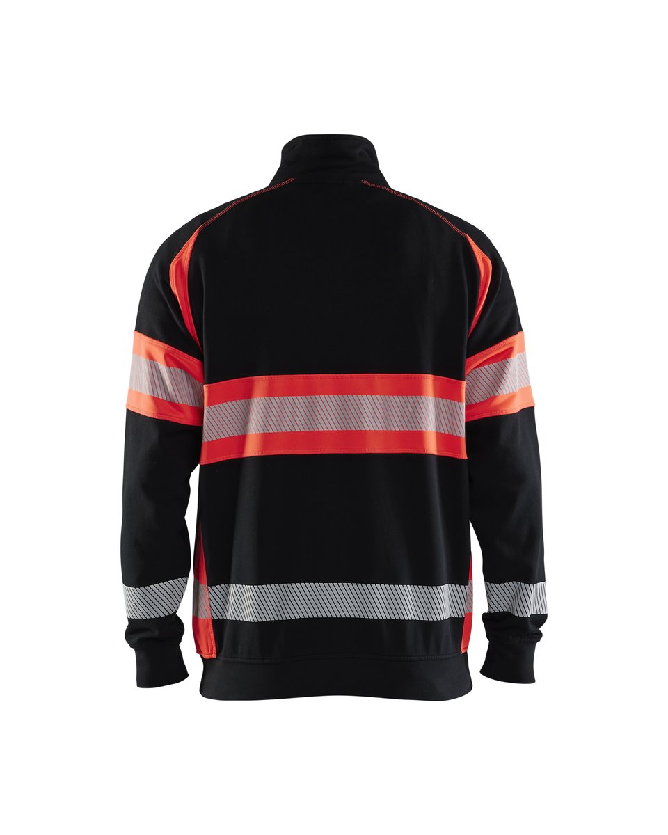 Blåkläder 3553 Sweatshirt met halve rits High Vis - Zwart/High Vis Rood