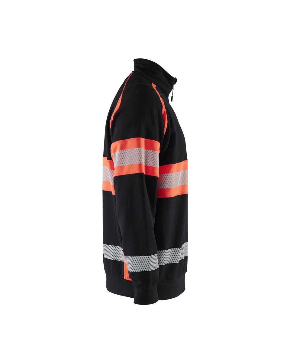 Blåkläder 3553 Sweatshirt met halve rits High Vis - Zwart/High Vis Rood
