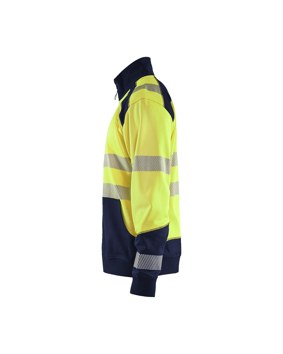 Blåkläder 3556 Sweatshirt met halve rits High Vis - High Vis Geel/Marineblauw