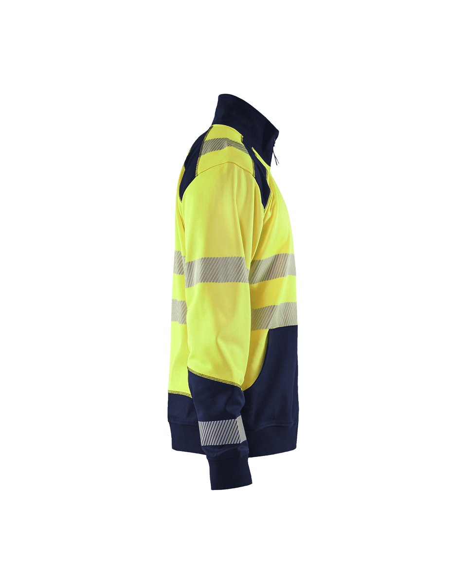 Blåkläder 3556 Sweatshirt met halve rits High Vis - High Vis Geel/Marineblauw