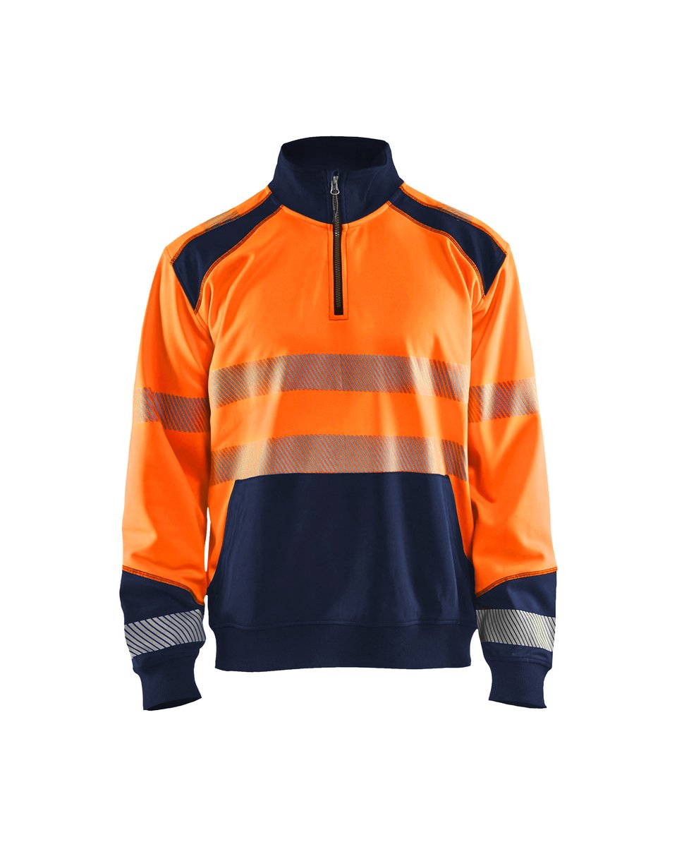 Blåkläder 3556 Sweatshirt met halve rits High Vis - High Vis Oranje/Marineblauw