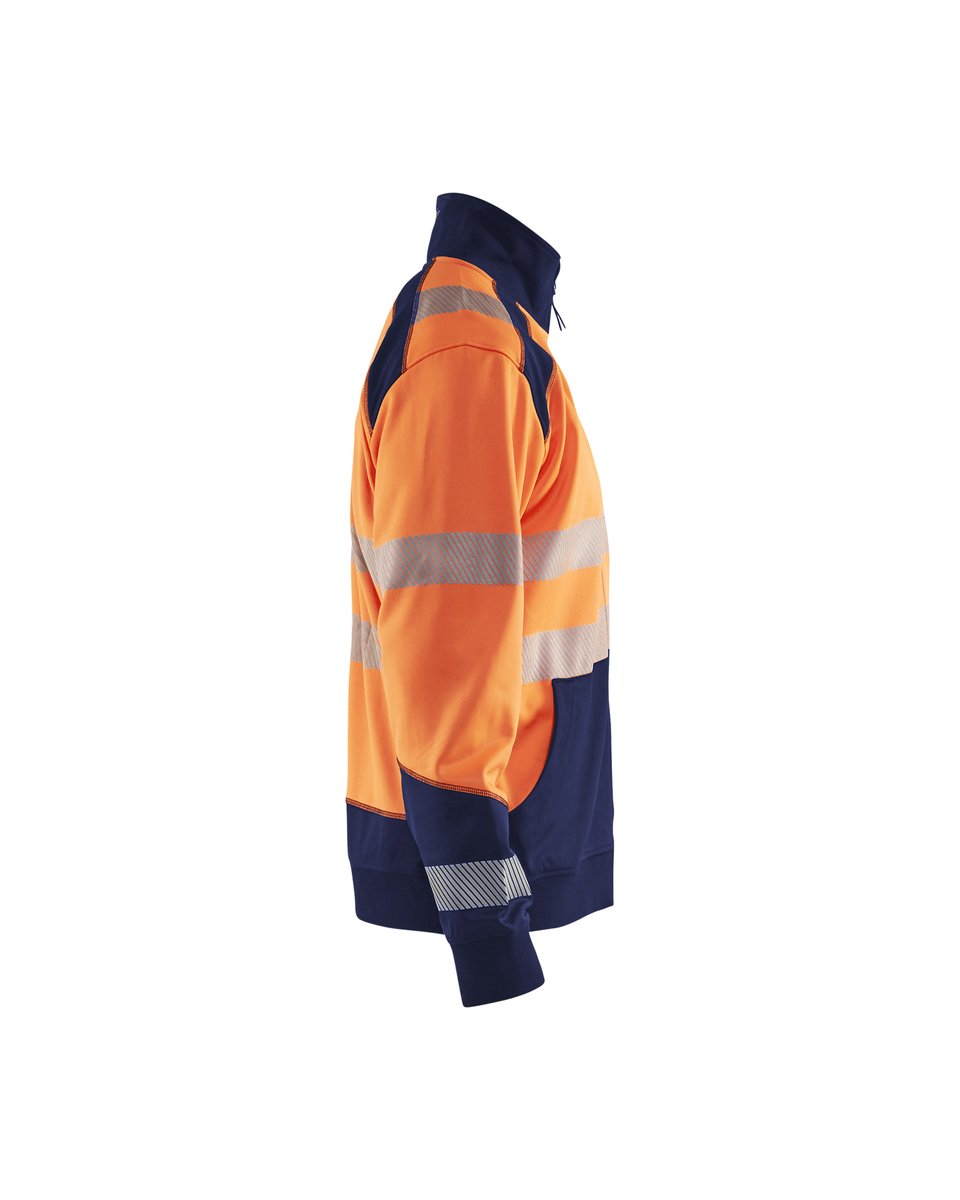 Blåkläder 3556 Sweatshirt met halve rits High Vis - High Vis Oranje/Marineblauw