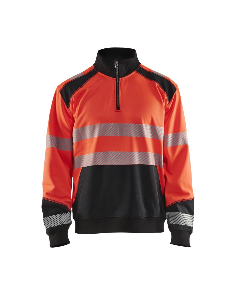 Blåkläder 3556 Sweatshirt met halve rits High Vis - High Vis Rood/Zwart