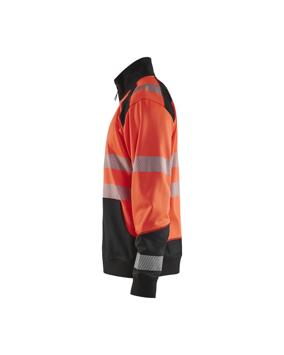 Blåkläder 3556 Sweatshirt met halve rits High Vis - High Vis Rood/Zwart