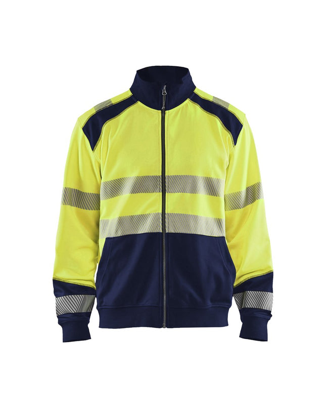 Blåkläder 3558 Sweatshirt met rits High Vis - High Vis Geel/Marineblauw