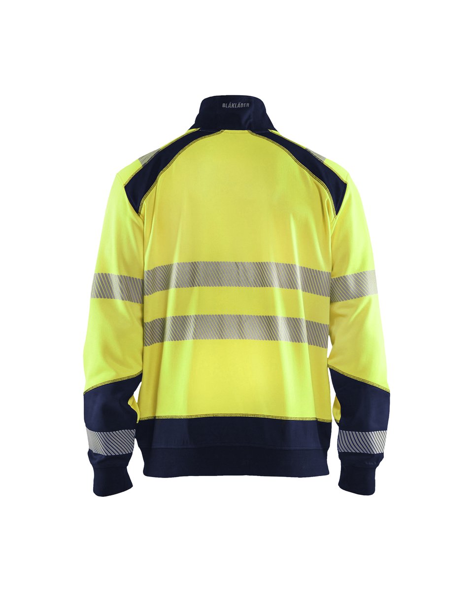 Blåkläder 3558 Sweatshirt met rits High Vis - High Vis Geel/Marineblauw