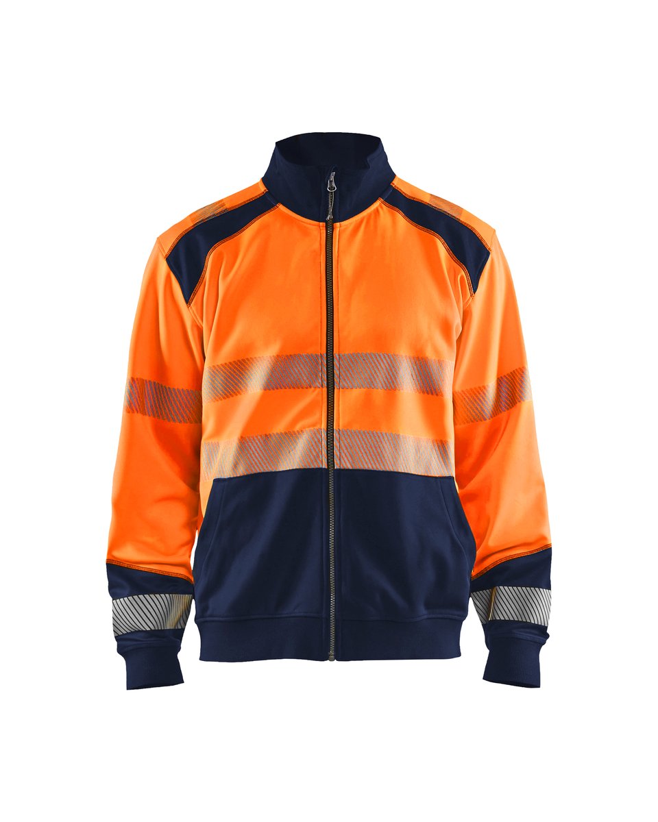 Blåkläder 3558 Sweatshirt met rits High Vis - High Vis Oranje/Marineblauw
