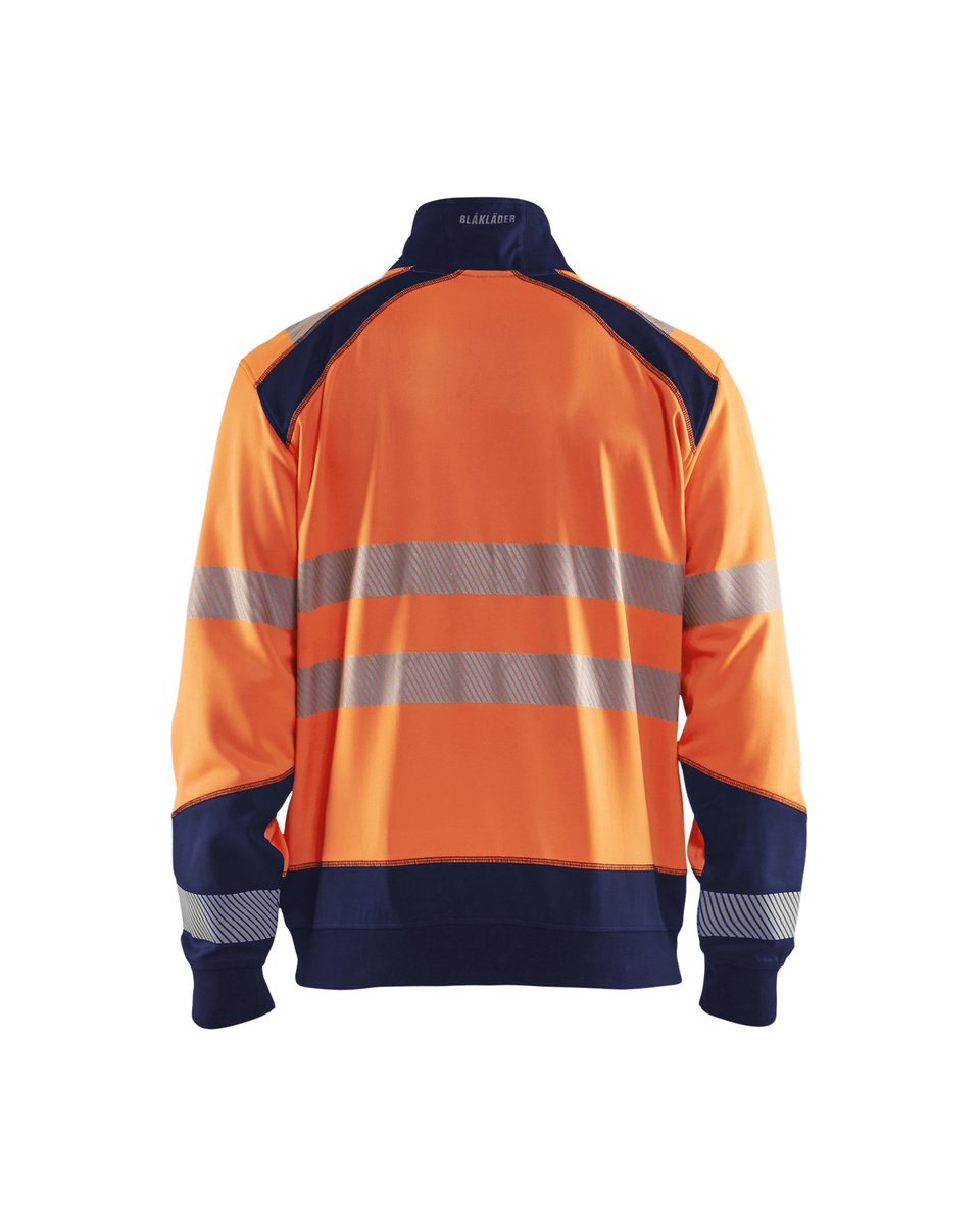 Blåkläder 3558 Sweatshirt met rits High Vis - High Vis Oranje/Marineblauw