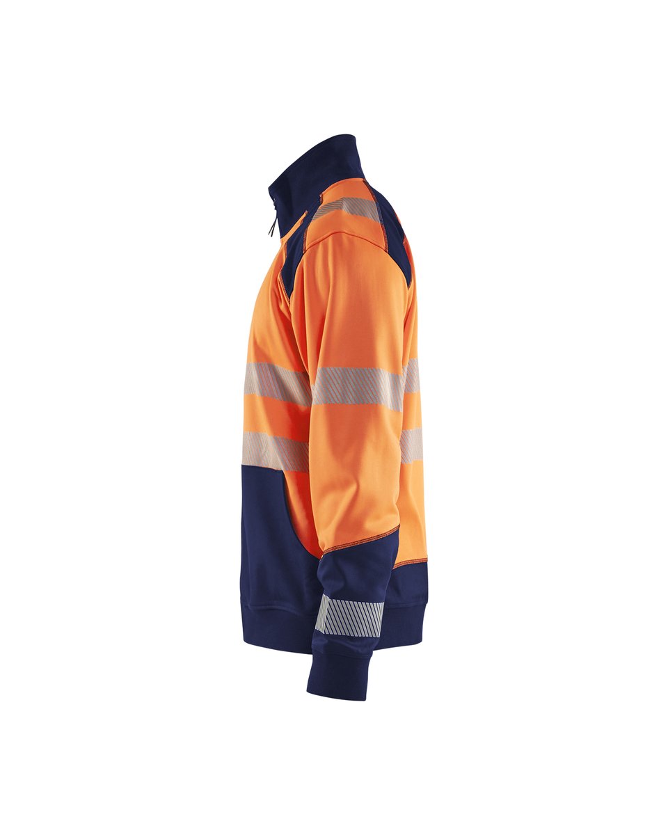 Blåkläder 3558 Sweatshirt met rits High Vis - High Vis Oranje/Marineblauw