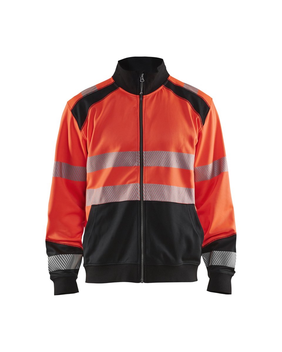 Blåkläder 3558 Sweatshirt met rits High Vis - High Vis Rood/Zwart