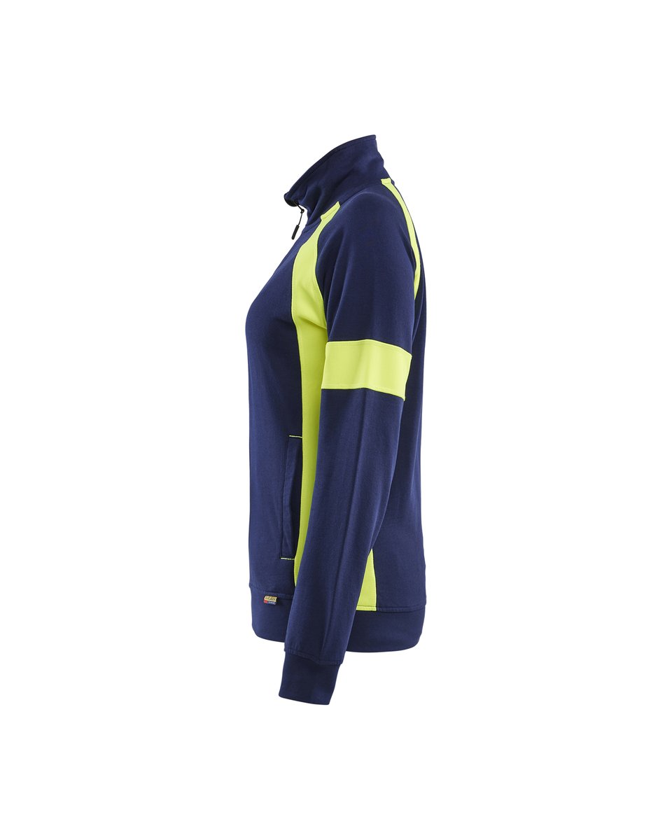 Blåkläder 3568 Dames Sweatshirt met rits Visible - Marine/High Vis Geel