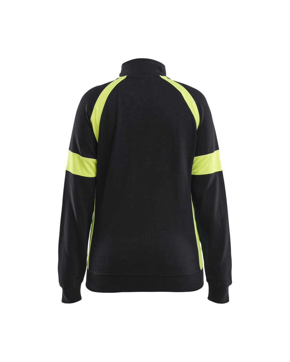 Blåkläder 3568 Dames Sweatshirt met rits Visible - Zwart/High Vis Geel