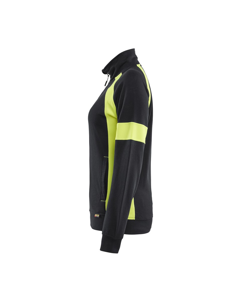 Blåkläder 3568 Dames Sweatshirt met rits Visible - Zwart/High Vis Geel
