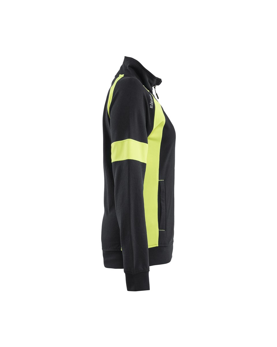 Blåkläder 3568 Dames Sweatshirt met rits Visible - Zwart/High Vis Geel