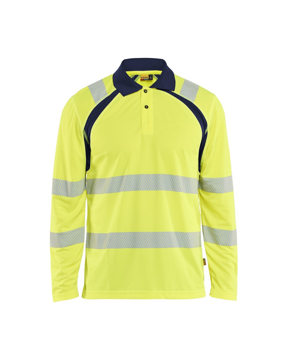 Blåkläder 3598 UV-Poloshirt lange mouwen High Vis - High Vis Geel/Marineblauw