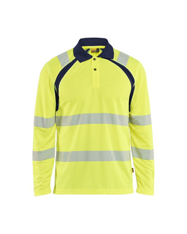 Blåkläder 3598 UV-Poloshirt lange mouwen High Vis - High Vis Geel/Marineblauw
