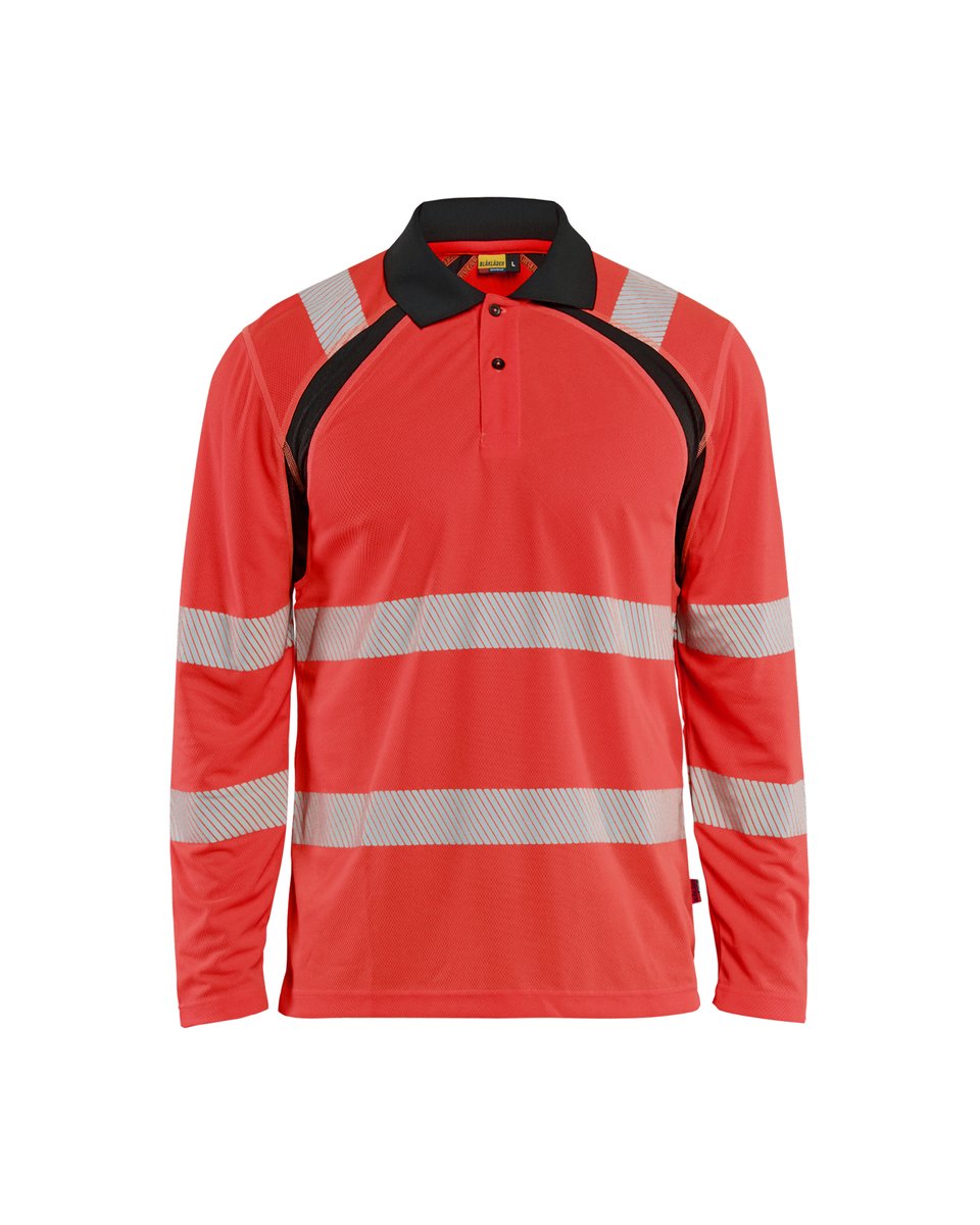 Blåkläder 3598 UV-Poloshirt lange mouwen High Vis - High Vis Rood/Zwart