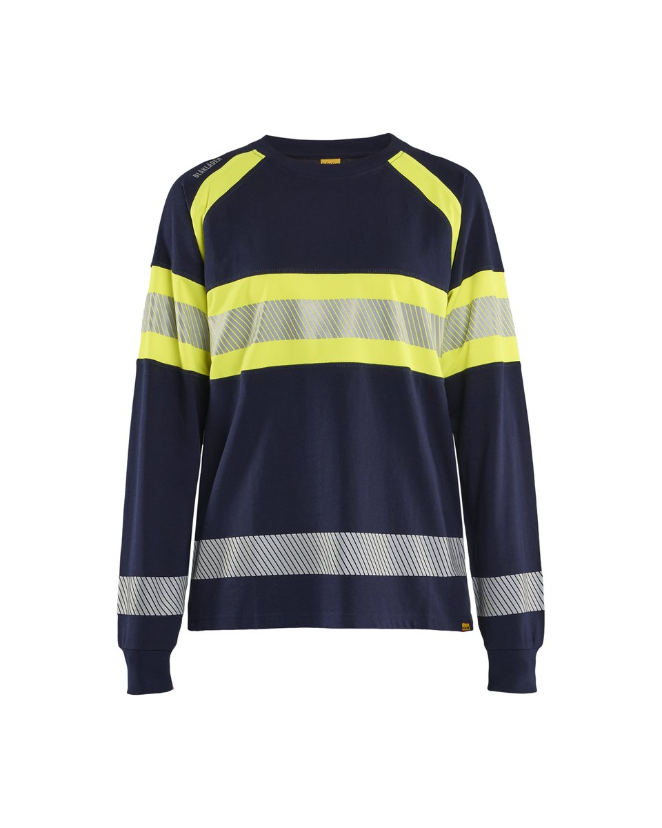 Blåkläder 3610 Dames T-shirt lange mouwen High Vis - Marine/High Vis Geel