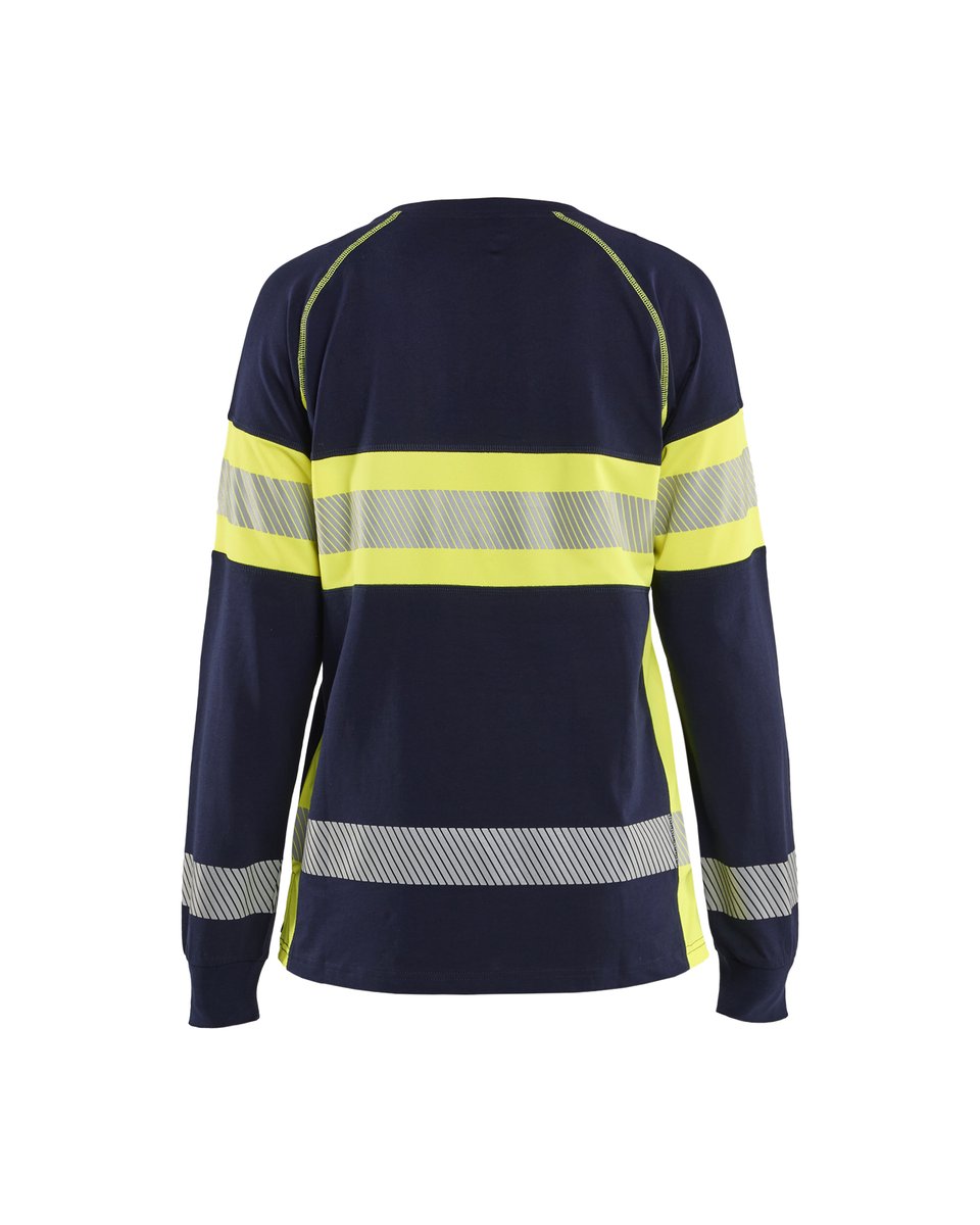 Blåkläder 3610 Dames T-shirt lange mouwen High Vis - Marine/High Vis Geel