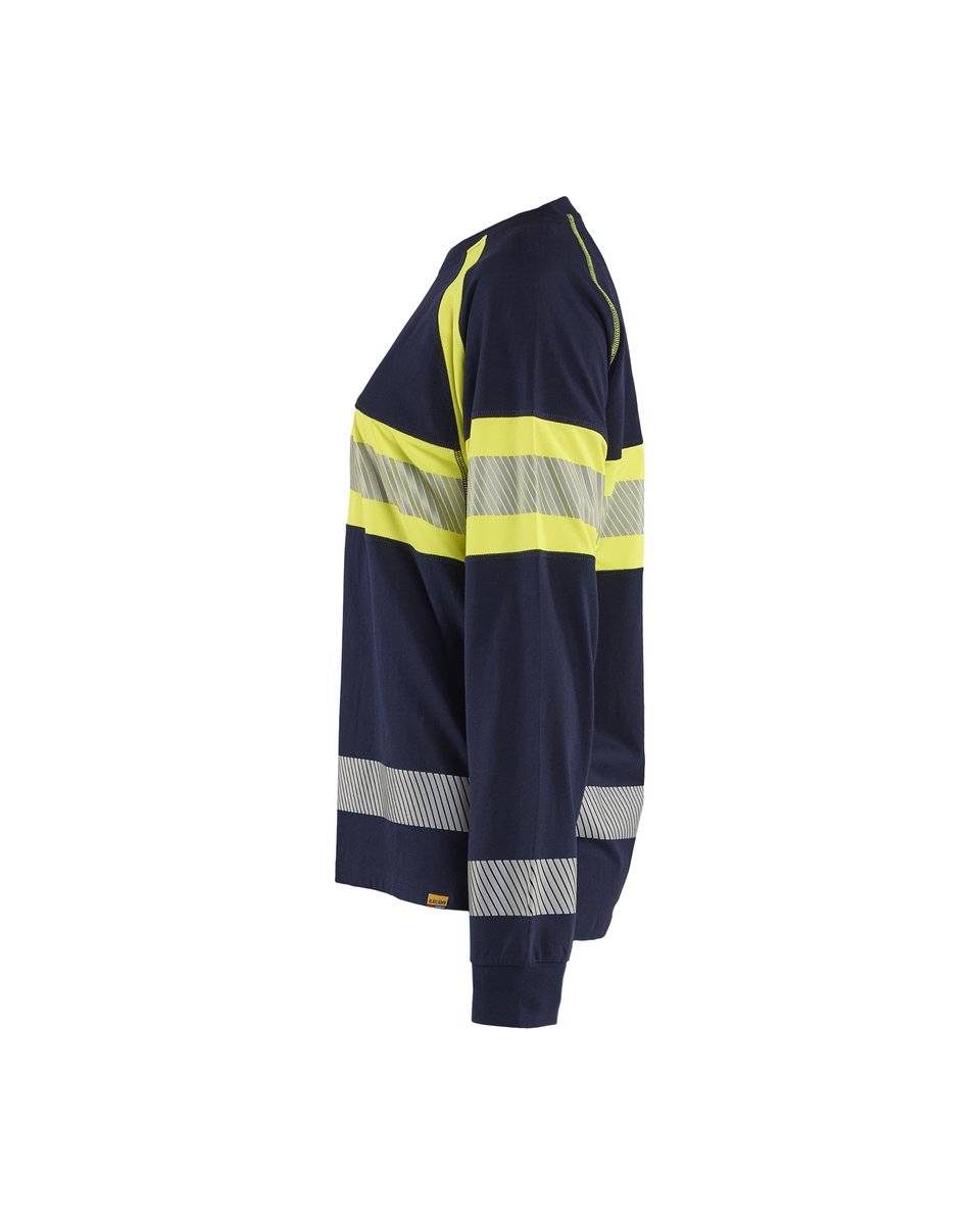 Blåkläder 3610 Dames T-shirt lange mouwen High Vis - Marine/High Vis Geel