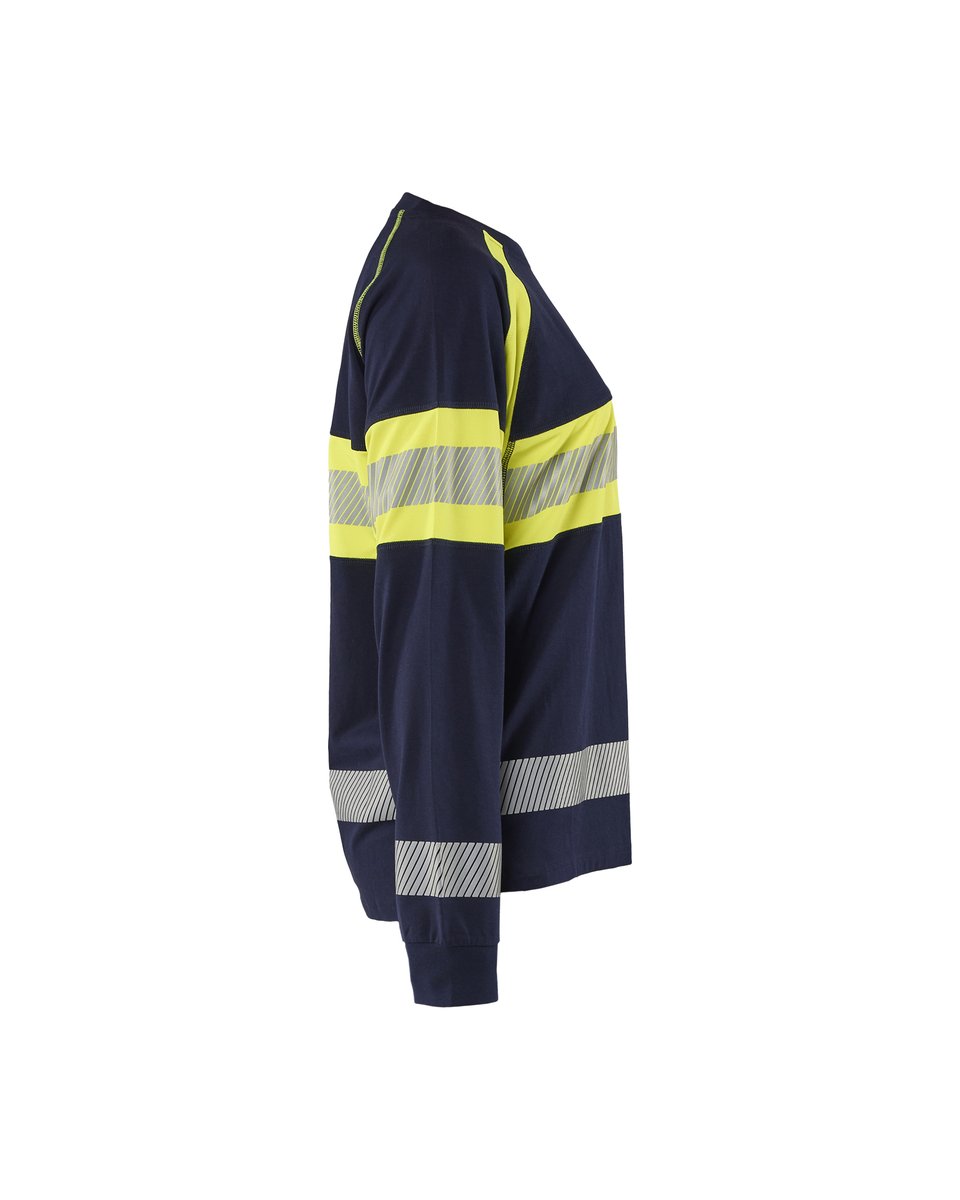 Blåkläder 3610 Dames T-shirt lange mouwen High Vis - Marine/High Vis Geel
