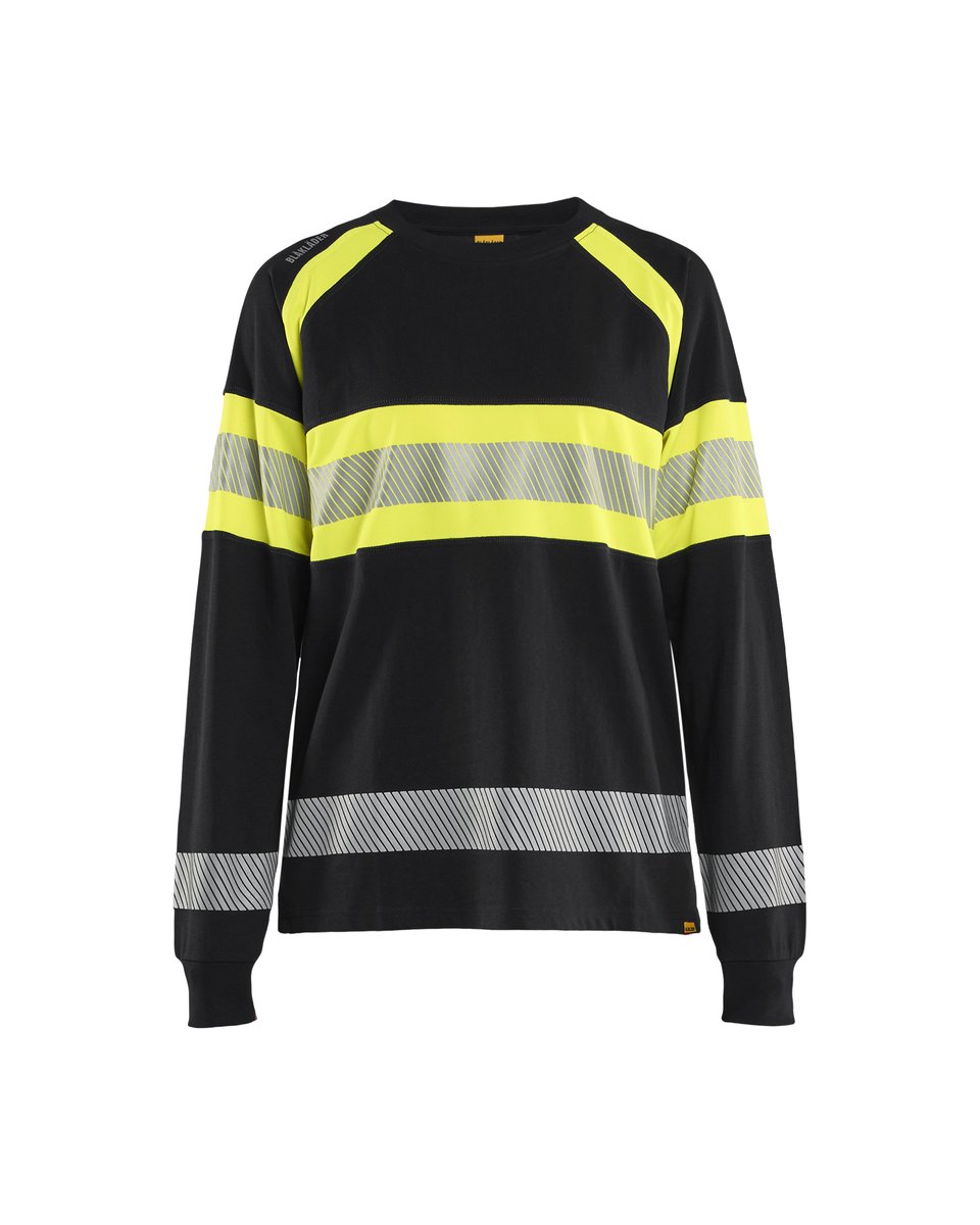Blåkläder 3610 Dames T-shirt lange mouwen High Vis - Zwart/High Vis Geel