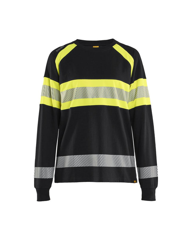 Blåkläder 3610 Dames T-shirt lange mouwen High Vis - Zwart/High Vis Geel