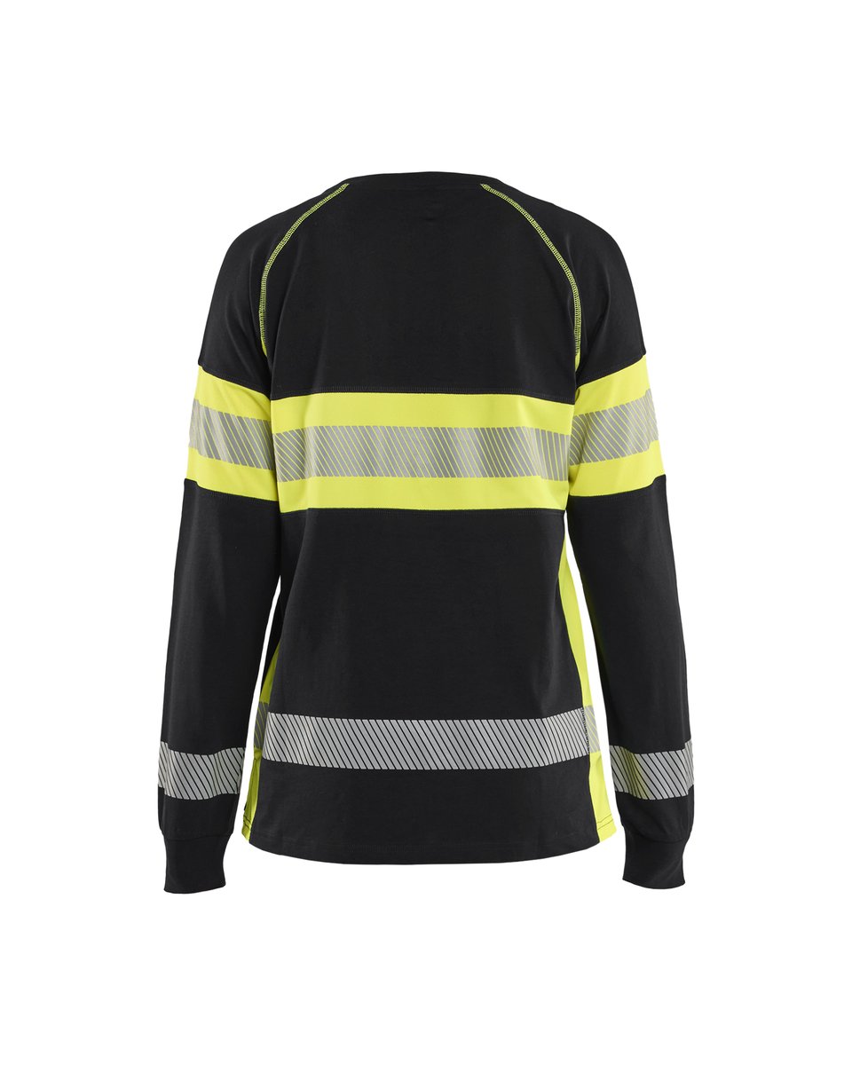 Blåkläder 3610 Dames T-shirt lange mouwen High Vis - Zwart/High Vis Geel