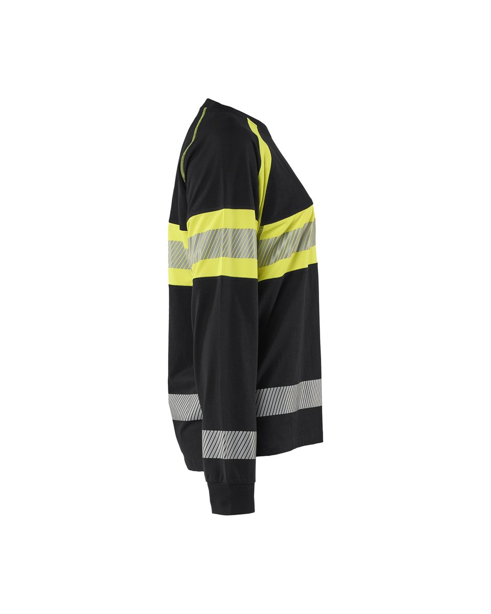 Blåkläder 3610 Dames T-shirt lange mouwen High Vis - Zwart/High Vis Geel