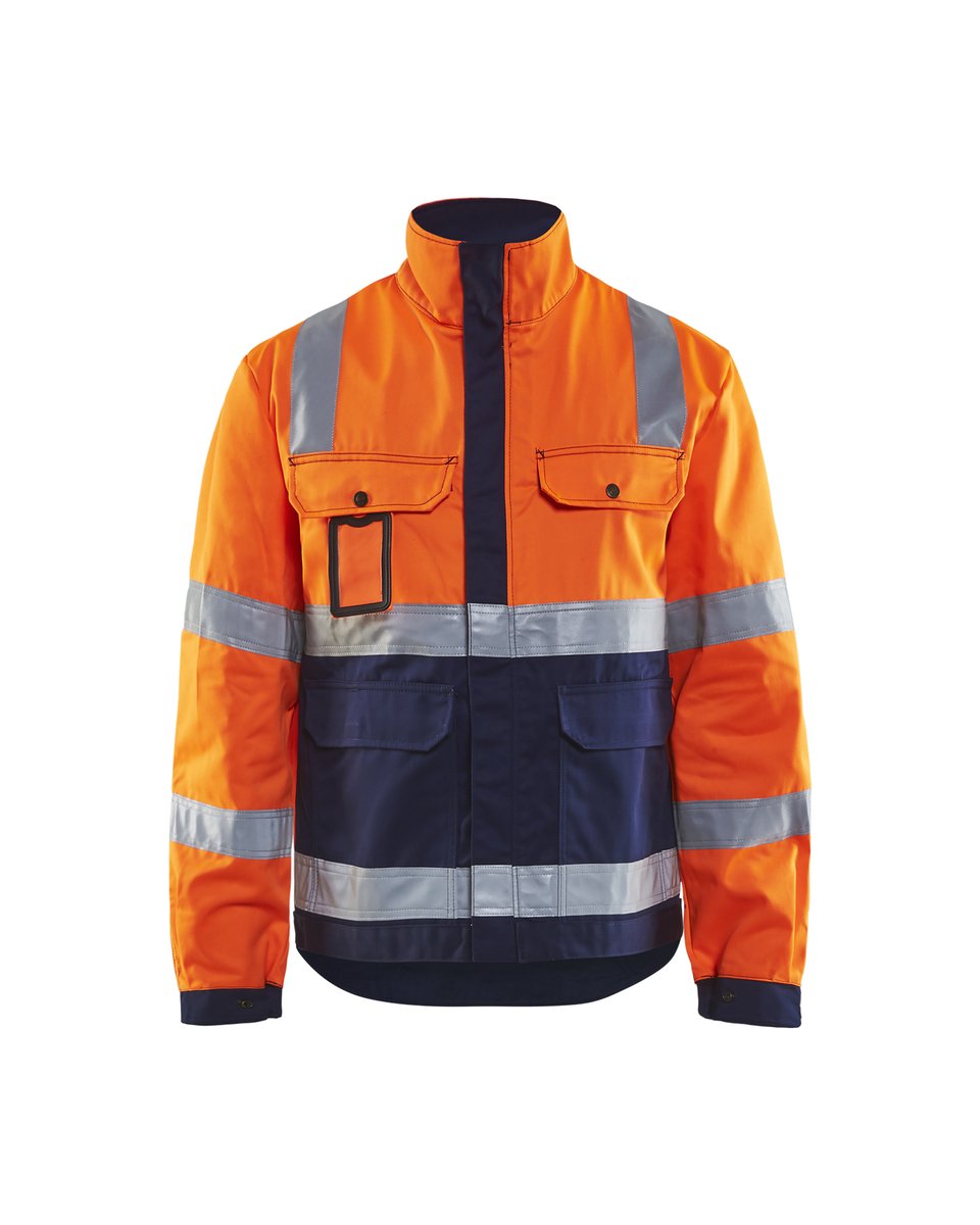 Blåkläder 4023 Jack, ongevoerd High Vis - High Vis Oranje/Marineblauw