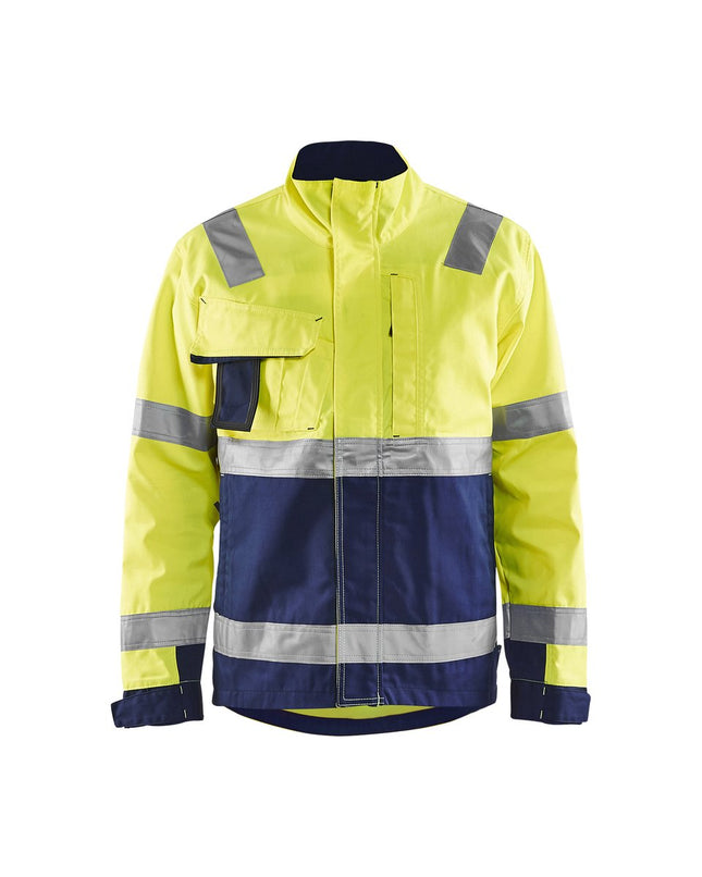 Blåkläder 4064 Jack ongevoerd High Vis - High Vis Geel/Marineblauw