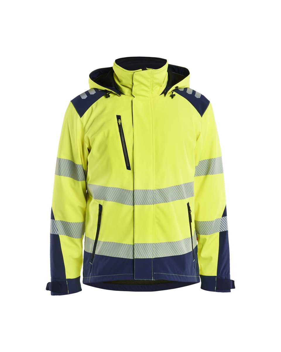 Blåkläder 4400 Softshell Winterjas High Vis - High Vis Geel/Marineblauw