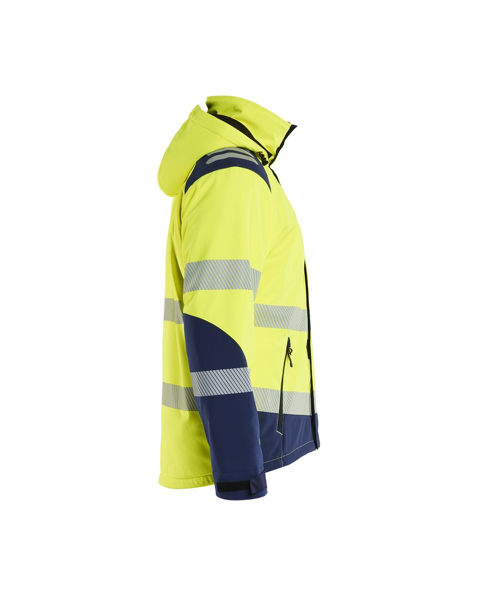 Blåkläder 4400 Softshell Winterjas High Vis - High Vis Geel/Marineblauw