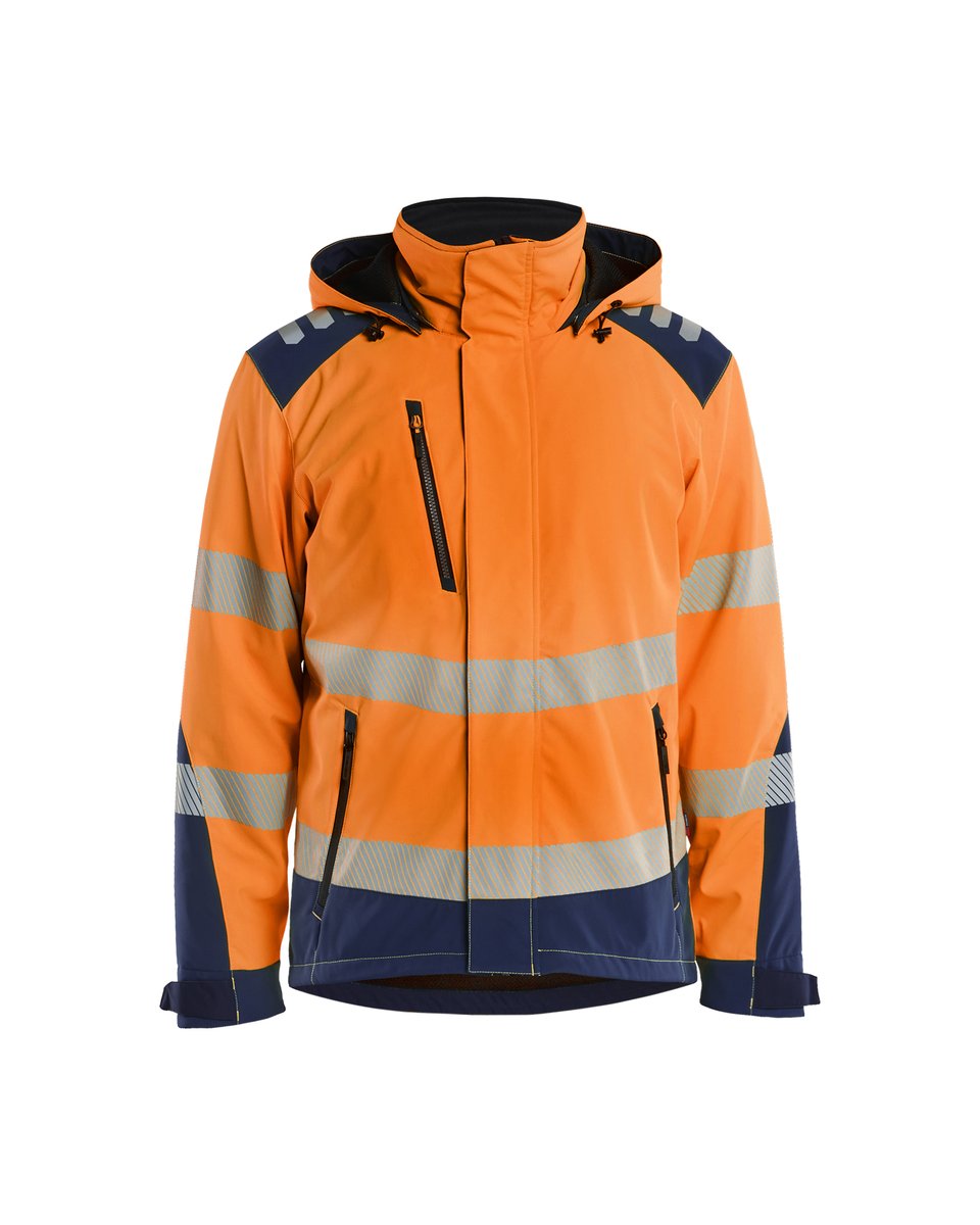 Blåkläder 4400 Softshell Winterjas High Vis - High Vis Oranje/Marineblauw