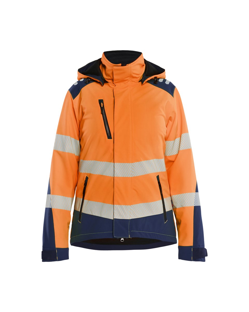 Blåkläder 4401 Dames Softshell Winterjas High Vis - High Vis Oranje/Marineblauw