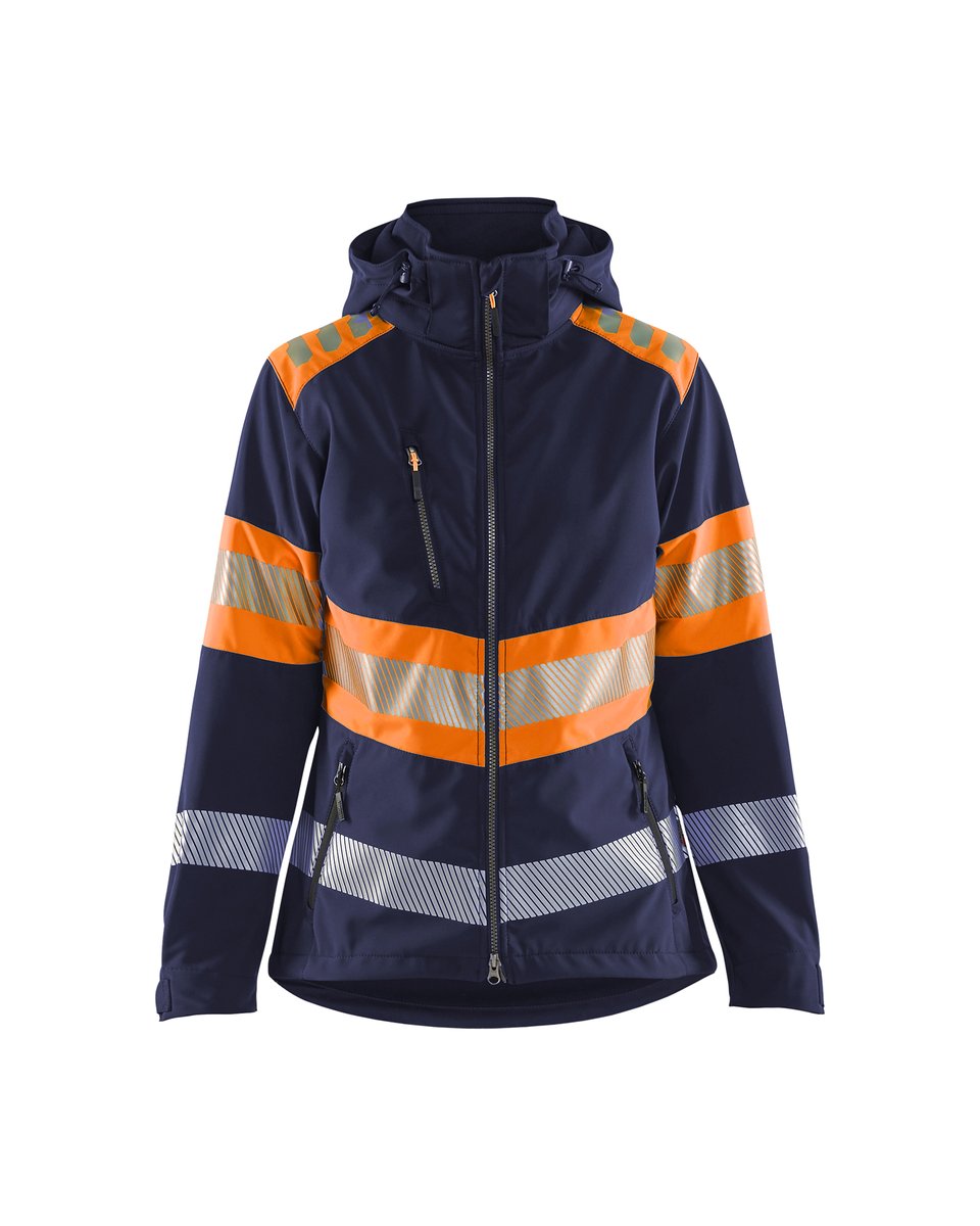 Blåkläder 4404 Dames Softshell Jack High Vis - Marineblauw/Oranje