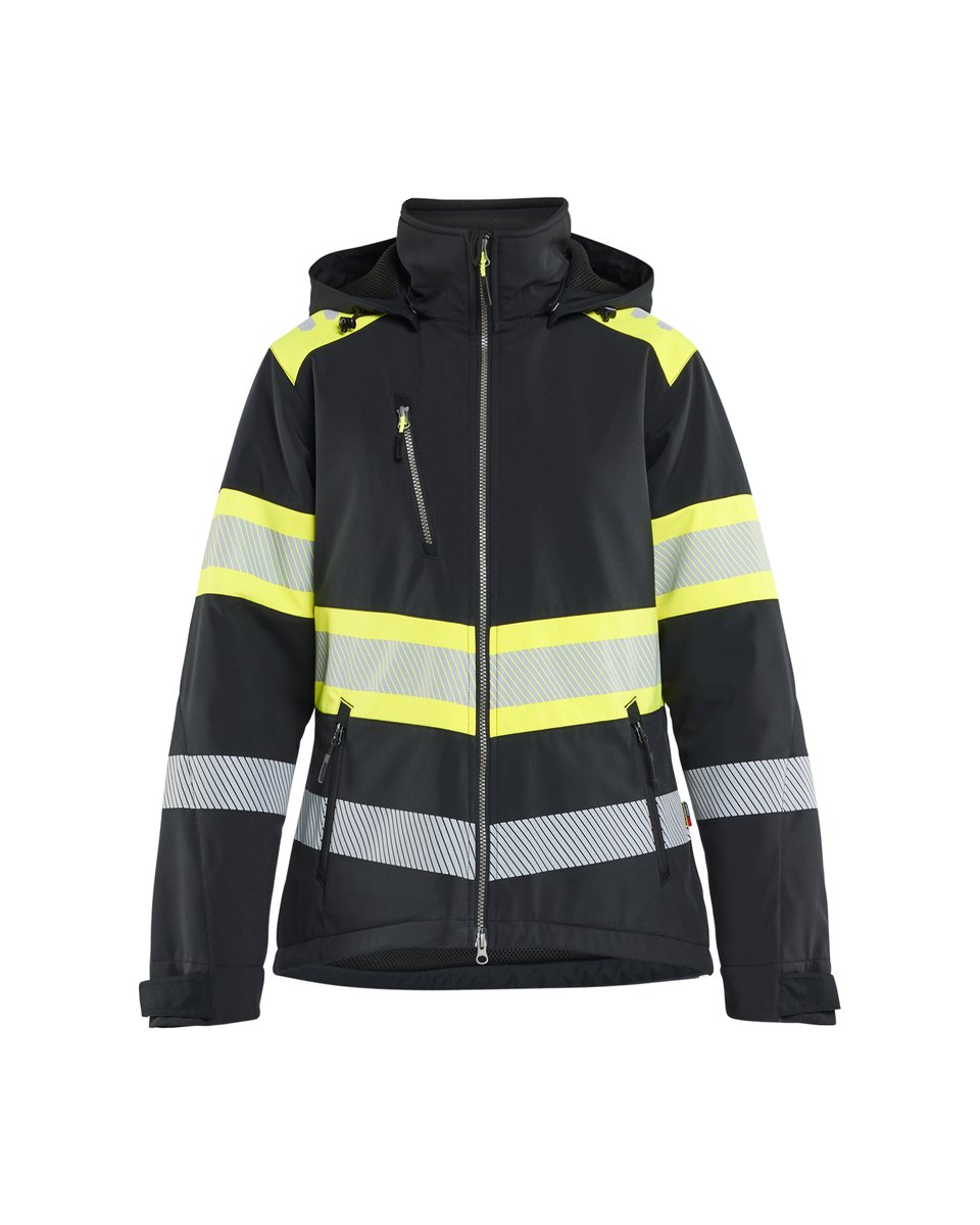 Blåkläder 4406 Dames Lichtgewicht softshell jack gevoerd high vis - Zwart/High Vis Geel
