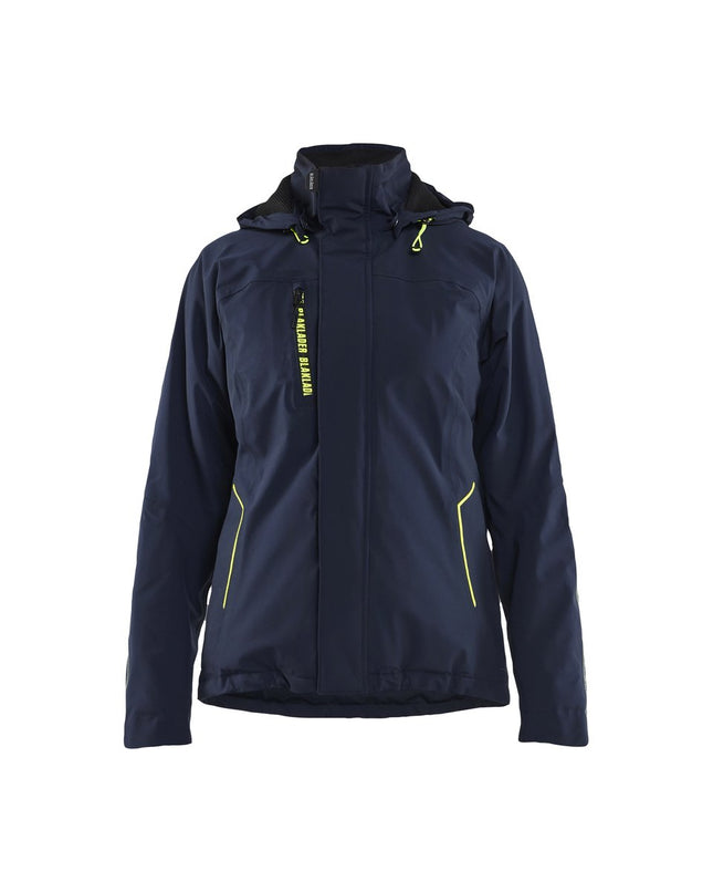 Blåkläder 4408 Dames Lichtgewicht winterjas 4-weg stretch - Donker marineblauw/High Vis Geel