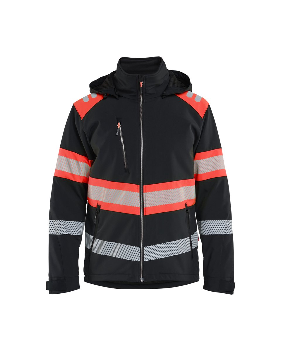 Blåkläder 4489 Lichtgewicht softshell jack gevoerd high vis - Zwart/High Vis Rood
