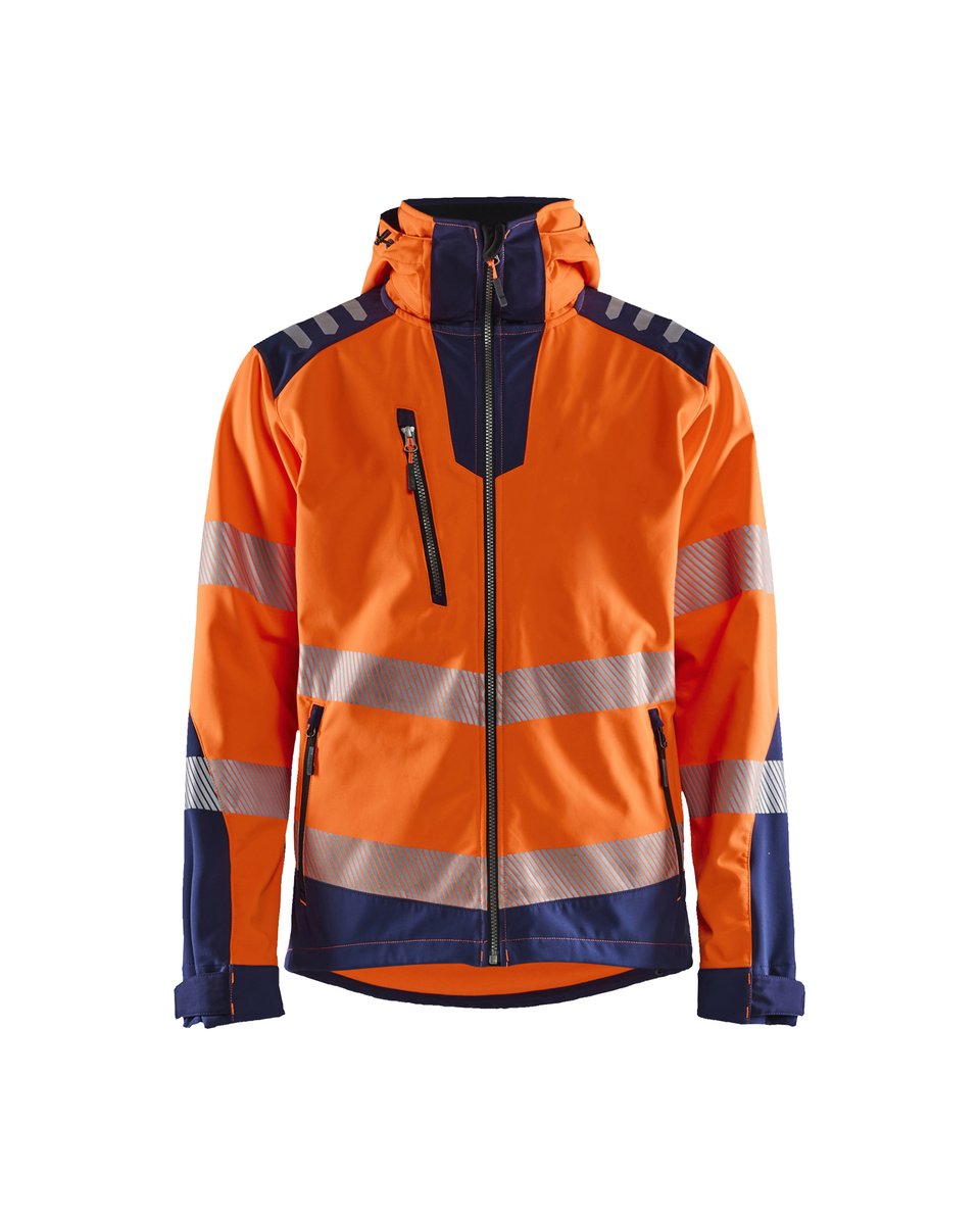 Blåkläder 4491 Softshell jack High Vis - High Vis Oranje/Marineblauw