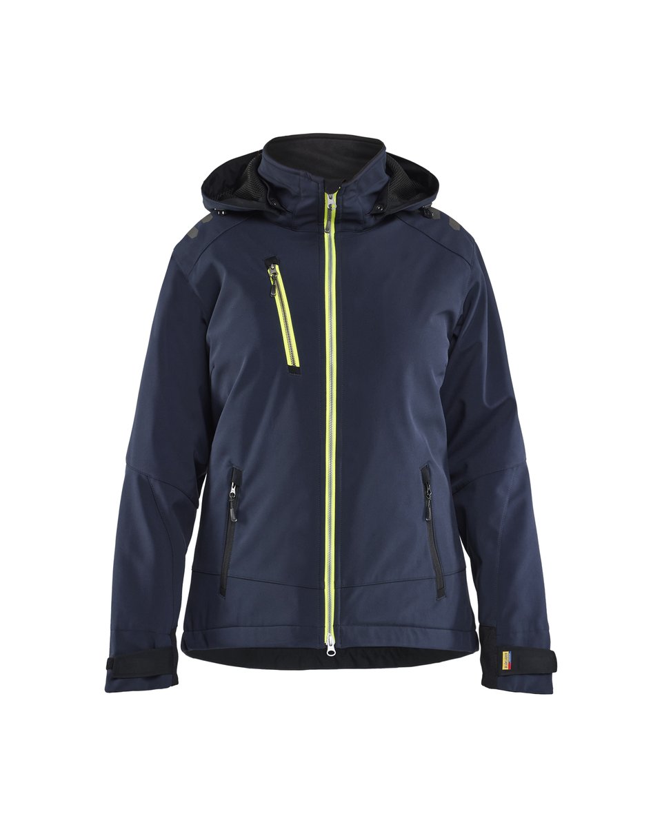 Blåkläder 4751 Dames Lichtgewicht softshell jack gevoerd - Donker marineblauw/High Vis Geel