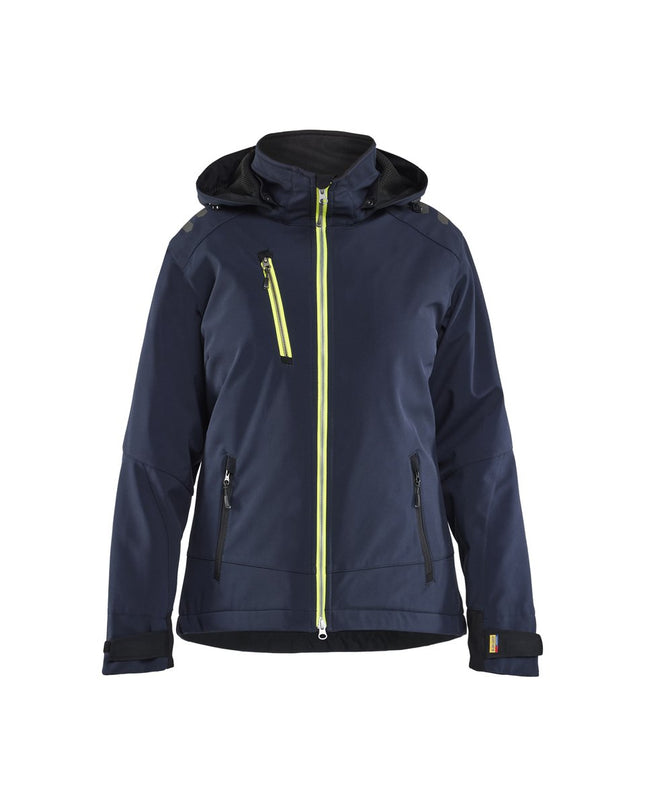 Blåkläder 4751 Dames Lichtgewicht softshell jack gevoerd - Donker marineblauw/High Vis Geel