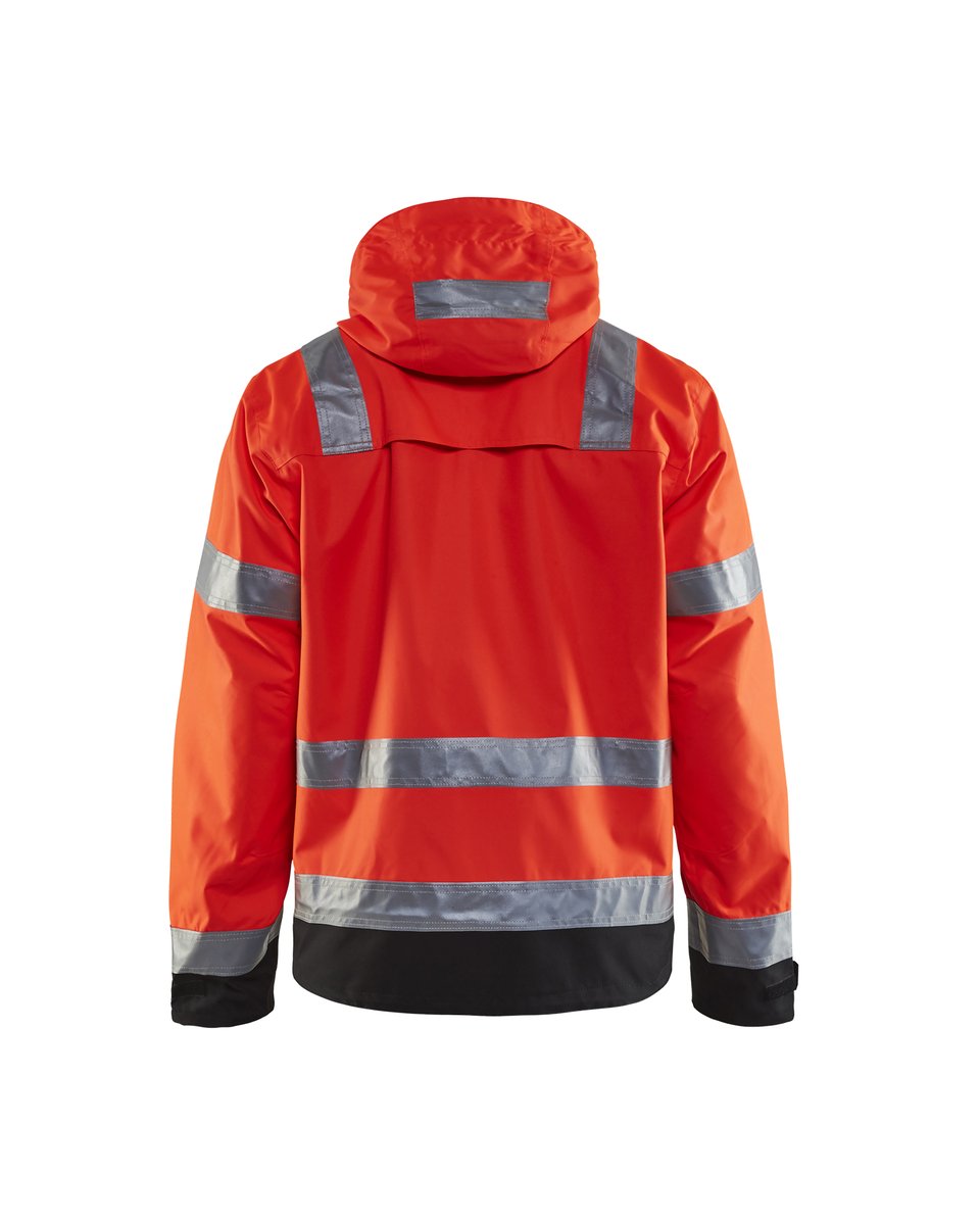 Blåkläder 4837 Shell Jack. Ongevoerd High Vis - High Vis Rood/Zwart
