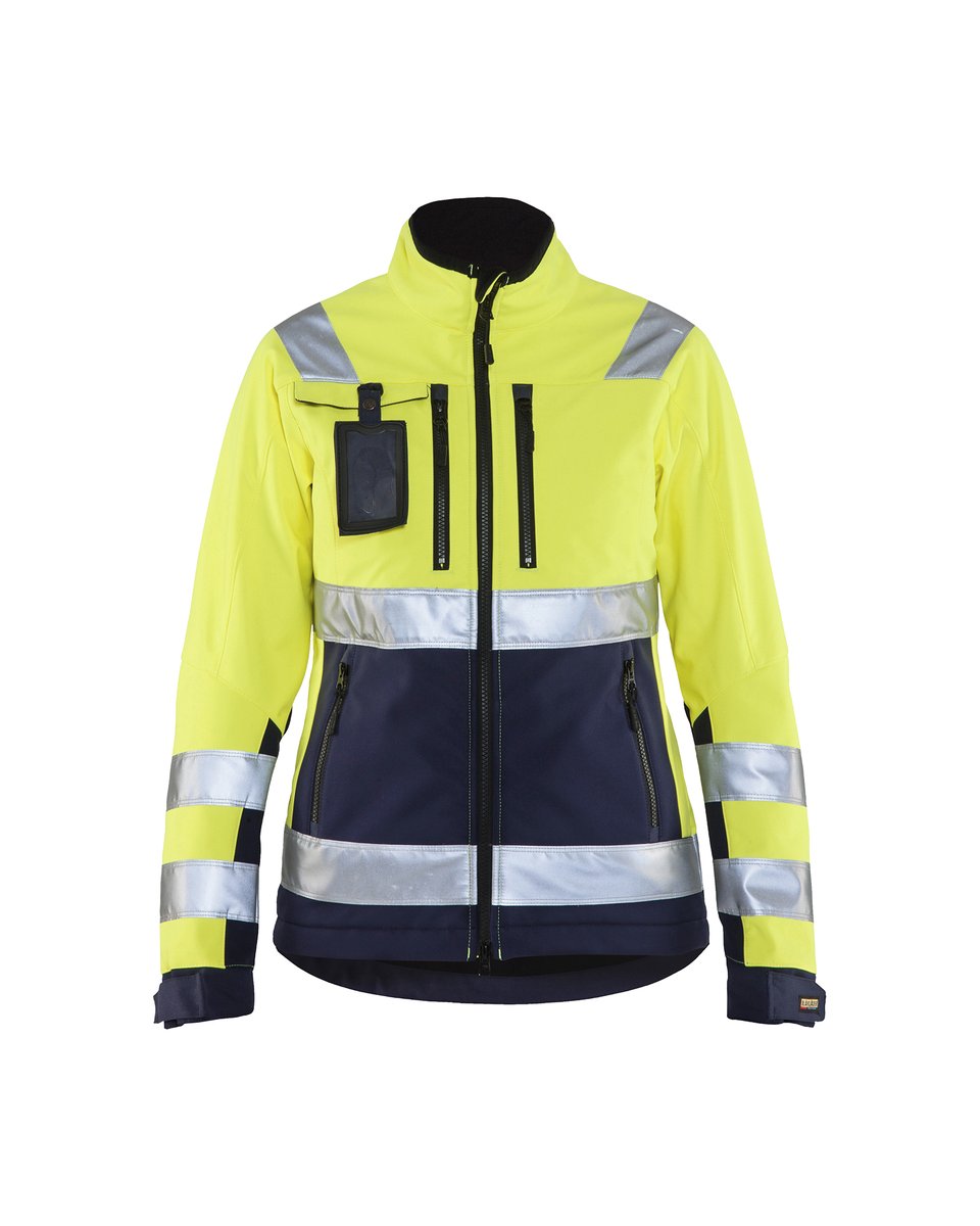 Blåkläder 4902 Dames Softshell jack High Vis - High Vis Geel/Marineblauw