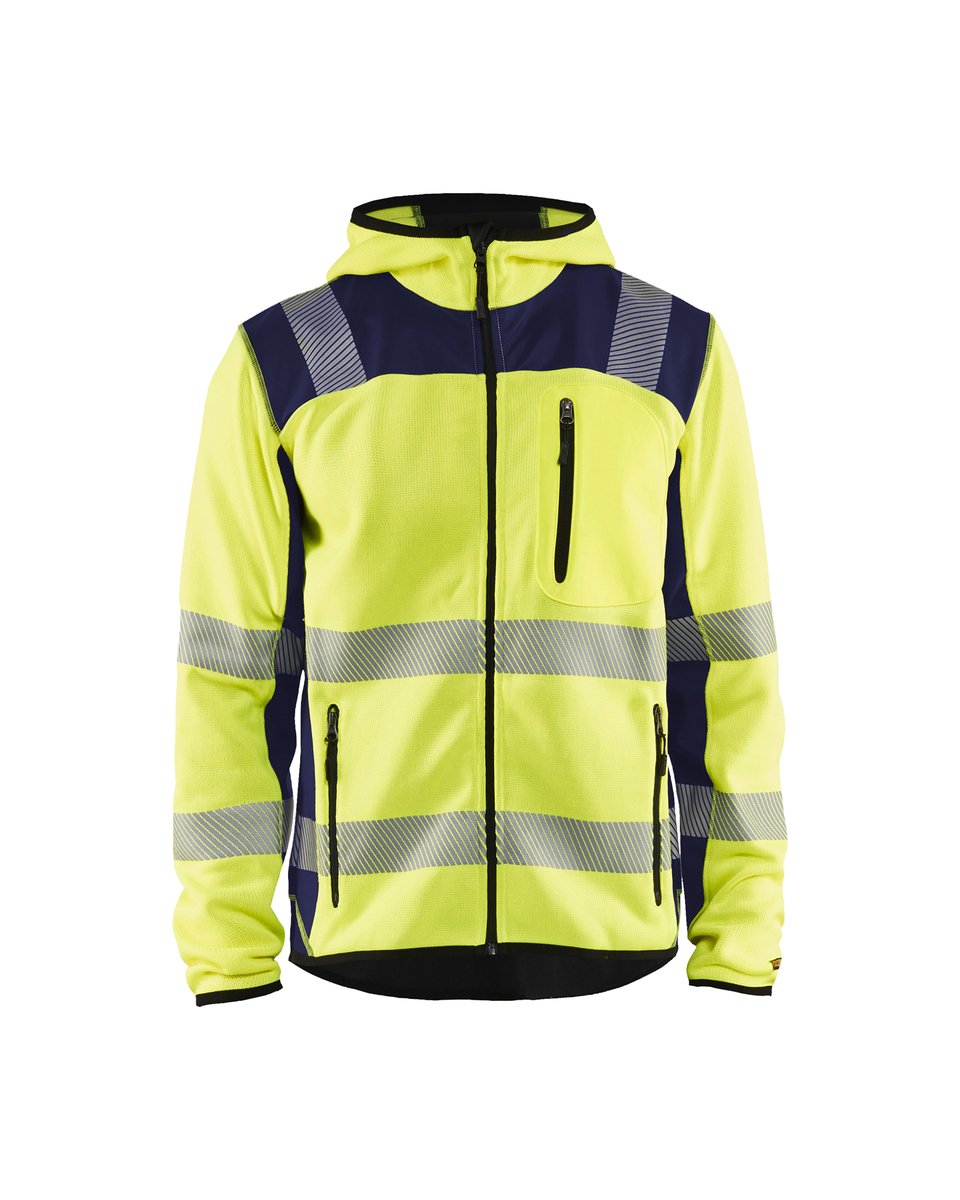 Blåkläder 4923 Gebreid vest met capuchon High Vis - High Vis Geel/Marineblauw