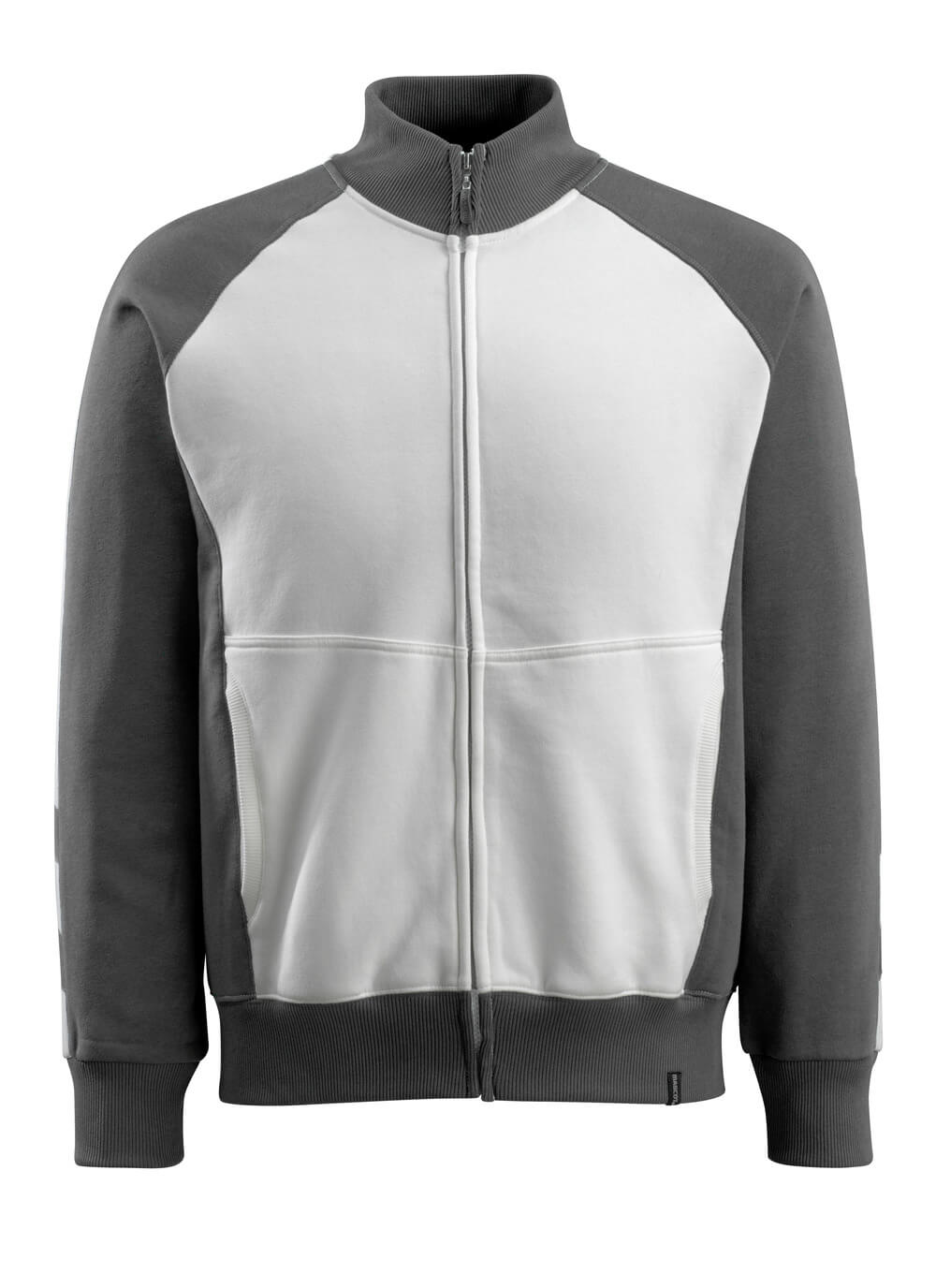 MASCOT® Unique Sweatshirt met rits – Wit/Donkerantraciet