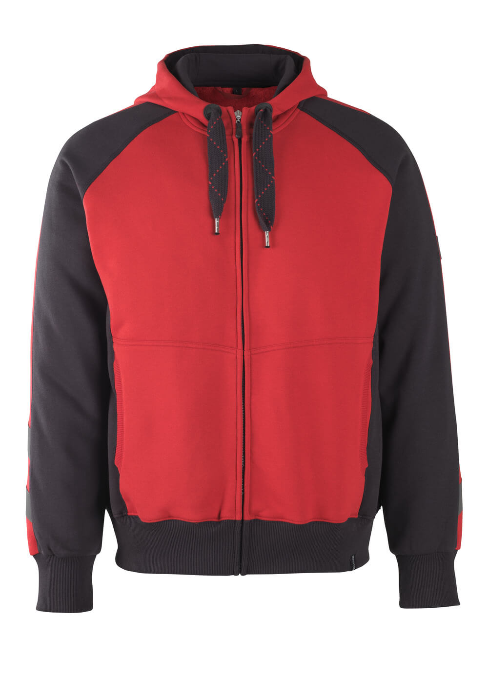 MASCOT® Unique Capuchontrui met rits – Rood/Zwart