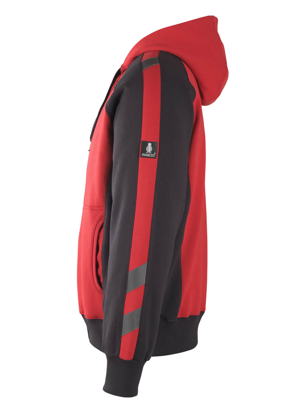 MASCOT® Unique Capuchontrui met rits – Rood/Zwart