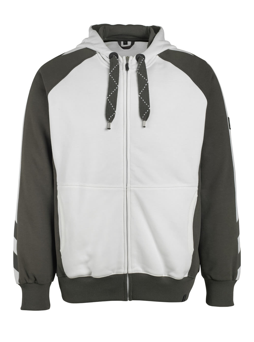 MASCOT® Unique Capuchontrui met rits – Wit/Donkerantraciet